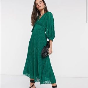 Green ASOS pleated midi dress